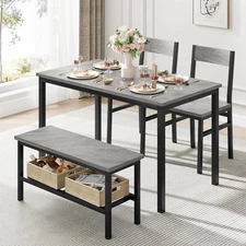 Space Saving Dining Table Set for 4 with 2 Chairs and Bench