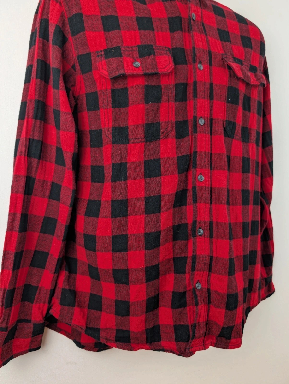 Faded Glory red/black long sleeve flannel shirt. Mens Medium. DN2712 image 3