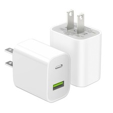 2 Pack USB C Charger Block, Dual Port Type C Wall Fast Charging White