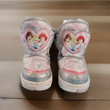 Girls Disney Princess Winter Boots Sz 7/8 Adjustable Hook Loop Ariel Belle...