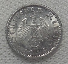 1944 F NAZI GERMANY 50 REICHSPFENNIG COIN XF-AU