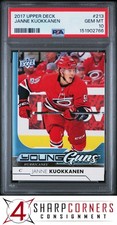 2017 UPPER DECK #213 JANNE KUOKKANEN RC YOUNG GUNS HURRICANES POP 6 PSA 10