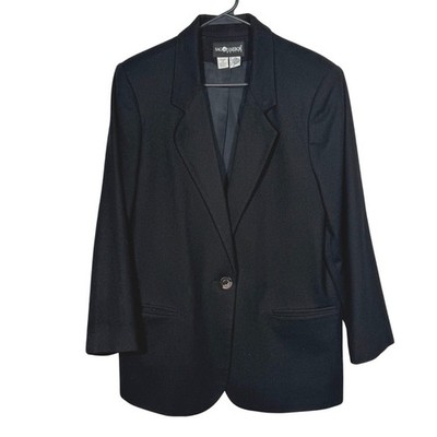 Sag Harbor Women's Vintage 100% Wool Black Blazer Sz 12P / Vintage Sz 14P Career