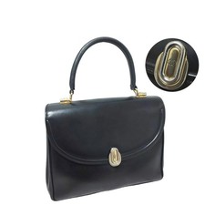GUCCI Interlocking GG Calf Leather Black Formal Handbag Authentic