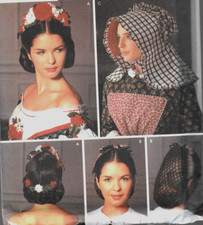 Victorian Edwardian House Prairie Hat Bonnet Snood Net Civil War Costume UNCUT