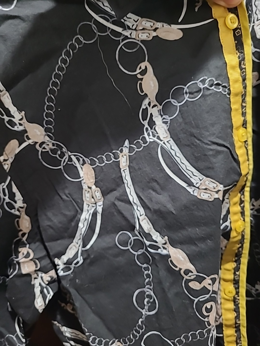 Ameri Mode Chains Black Button Down Shirt Size La… - image 3