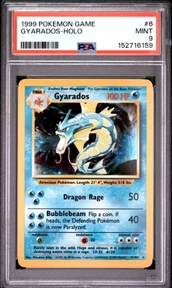 1999 Pokemon Game Base Set Gyarados Holo #6 PSA 9 MINT MODERN GRADE STUNNER - Image 1 of 2