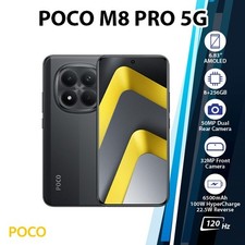 Xiaomi POCO M8 Pro 5G Android Cell Phone (8GB+256GB/BLACK/Dual SIM/Unlocked)