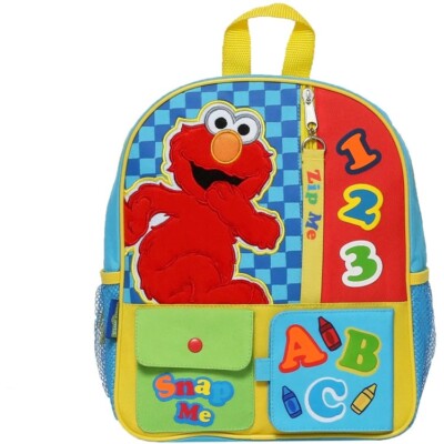 elmo mini backpack with name Sesame Street Elmo 123 abc 12 inches Small School Backpack
