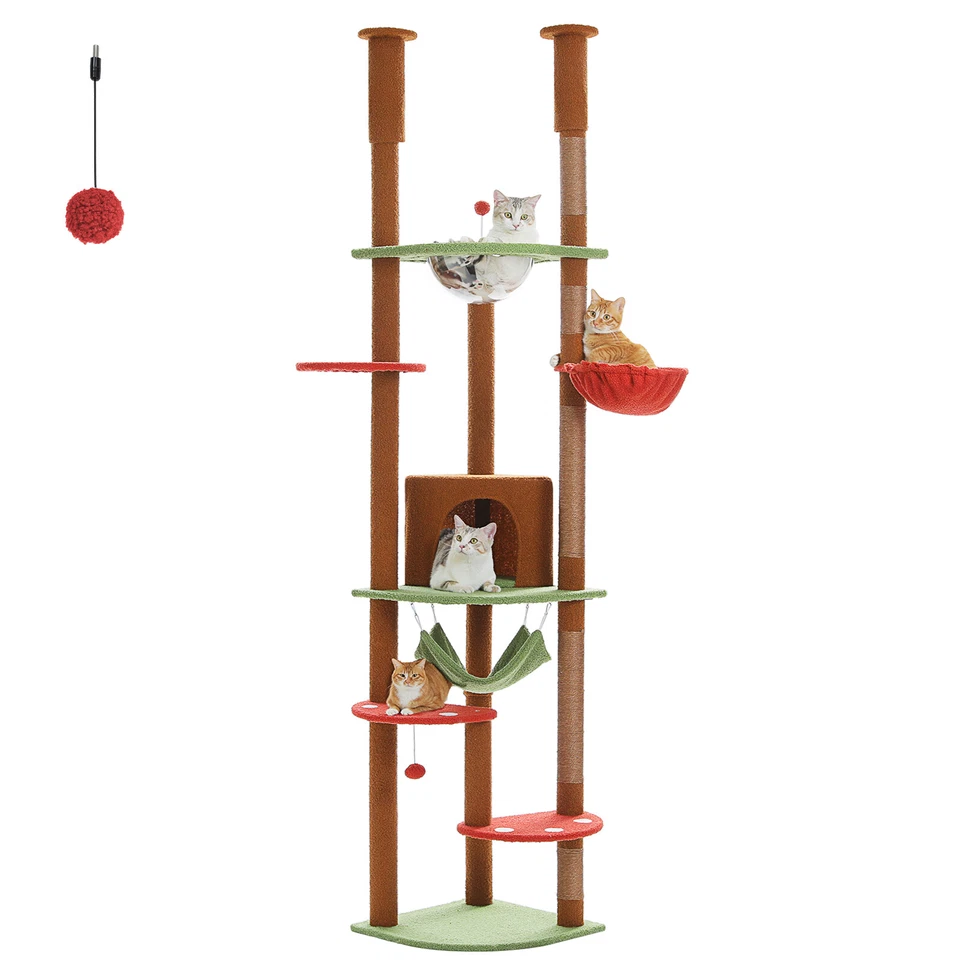 PAWZ Road Cat Tree Tower Floor to Ceiling Height Adjustable Scratching Post Toys - Image 4 of 4