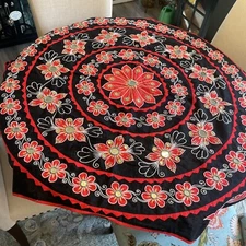 Mandela Appliqué Boho Tapestry For Wall Decor Approx 43”x45” Floral & Mirrors