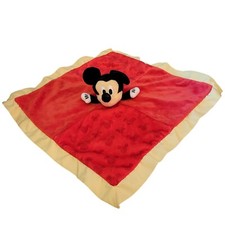 Disney Baby Mickey Mouse Lovey Red Yellow Satin Trim Security Blanket 14x14