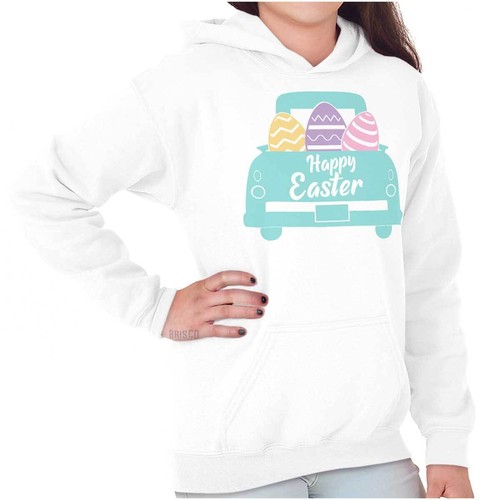 Happy Easter Spring Egg Hunt Pick Up Truck Youth Girls Hoodie Sweatshirts Kids - Picture 7 of 7
