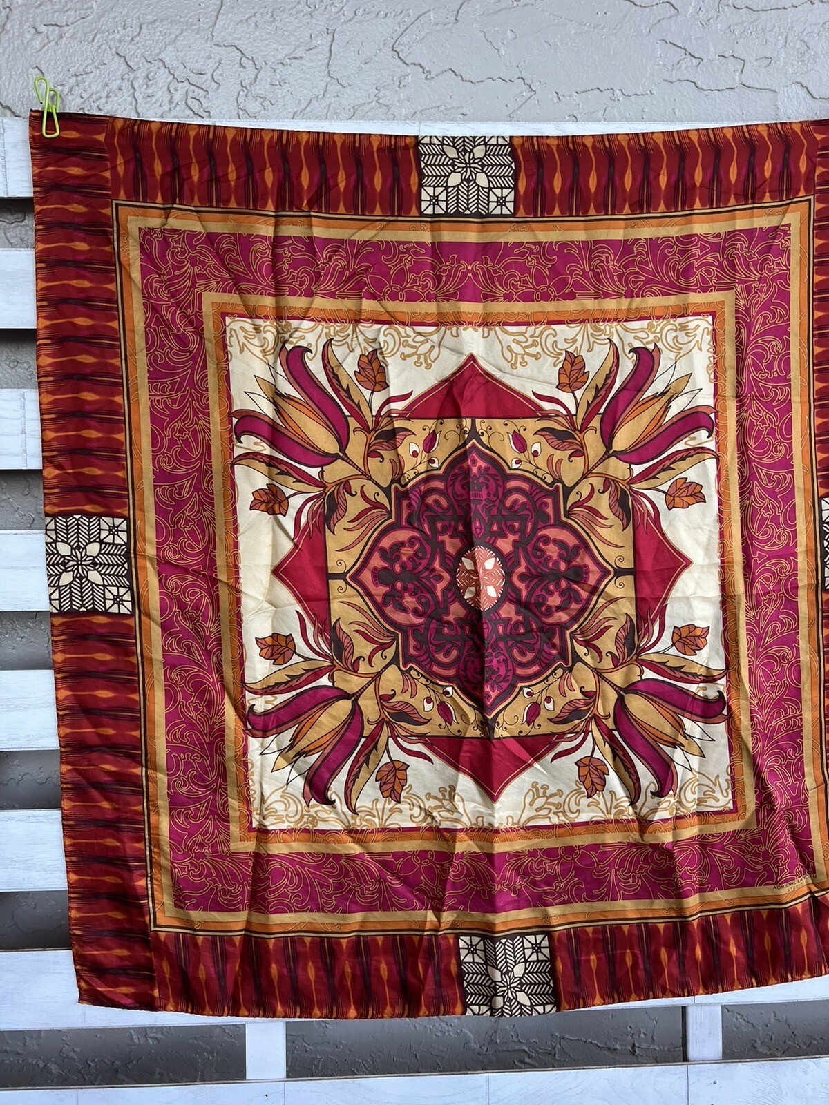 Adrienne Landau Studio Red Floral 100% Silk Scarf 34x34”