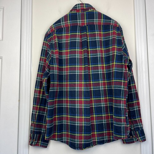 Lands' End Mens L FLANNEL 100% Cotton Mid-Weight Button Down Tartan Plaid Blue - Picture 4 of 7
