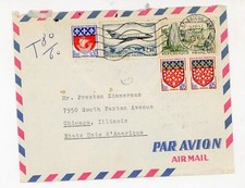 1966 France Airmail Cover to Chicago w/ 5 Colorful Stamps & Carnac Cancel