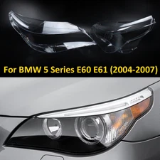 Pair Headlight Lens Headlamp Cover For BMW 5 Series E60 E61 525i 530i 2004-2007