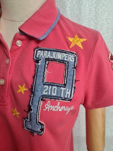 PARAJUMPERS Vintage 80s Damen Poloshirt Rosa Slim Fit Größe M/L - Bild 4 von 13