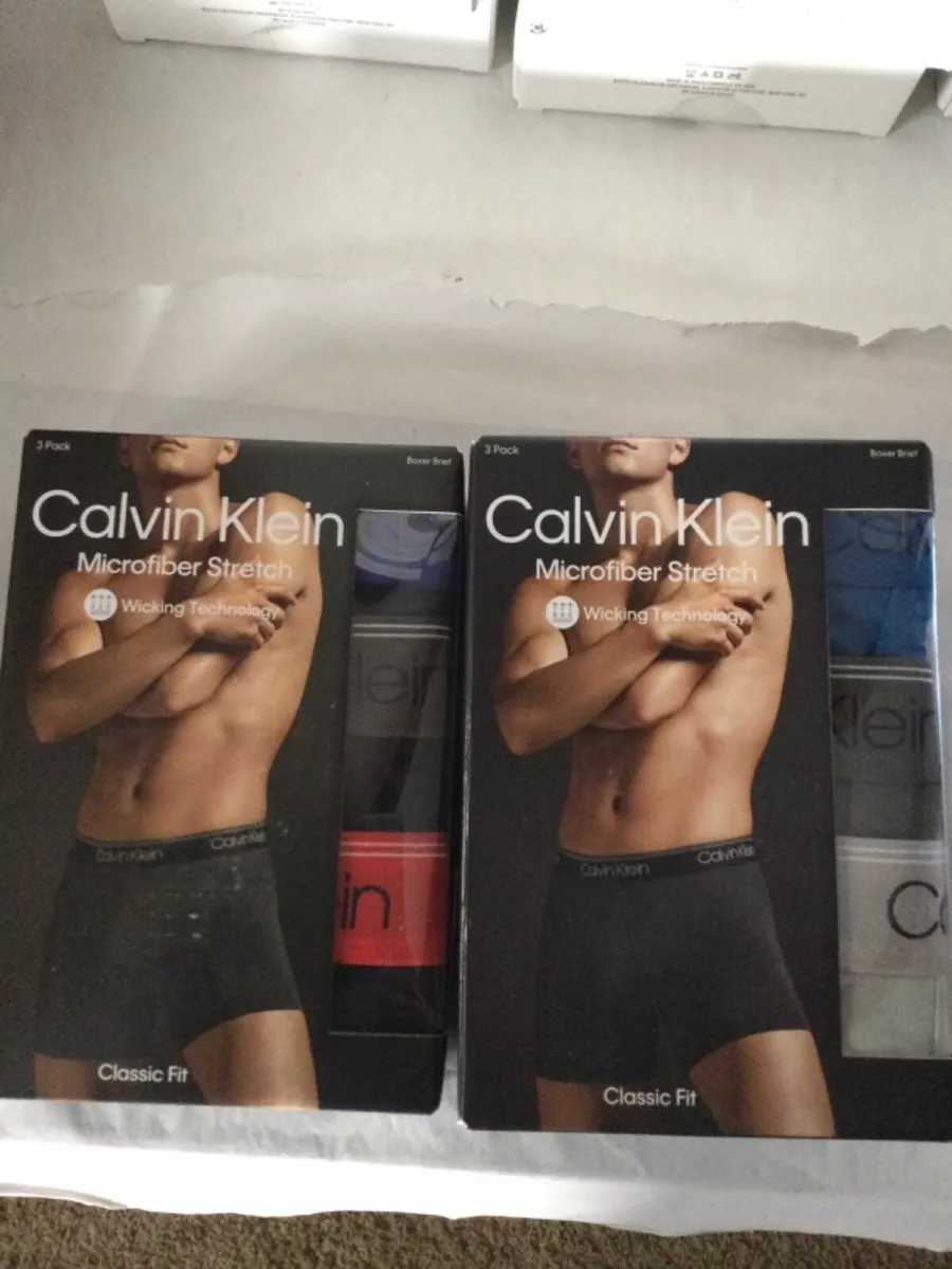 Calvin Klein Microfiber Stretch Classic Fit 3 Pack Boxer Brief New Blue  Green