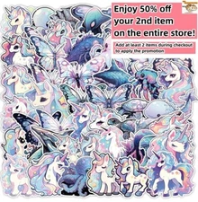 50pcs Waterproof Vinyl Stickers Unicorn Pony Luggage Phone Laptop Water Bottle