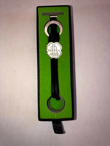Lucky Brand Keychain Leather Bracelet Clover Charm Key Ring New In Box - Picture 2 of 5