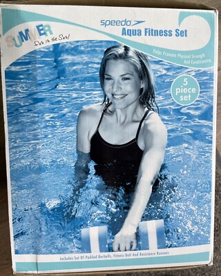 SPEEDO AQUA FITNESS 5 PIECE SET BLUE BELT RUNNERS BARBELLS