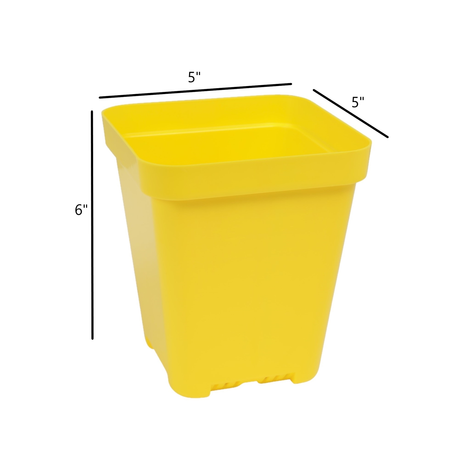SUNPACK 5" x 5" Seed Starting Square Insert Pot, Yellow, 6" (Pack of 20)