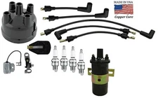Ford 600 Tractor Distributor Tune up kit ~ 12V Coil & USA Copper Core wires 