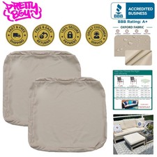 Waterproof Beige Patio Cushion Covers 24x22x4 - 2 Pack Protection Style