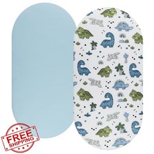 Tontukatu Bassinet Sheets 2 Pack Light Blue Dinosaur
