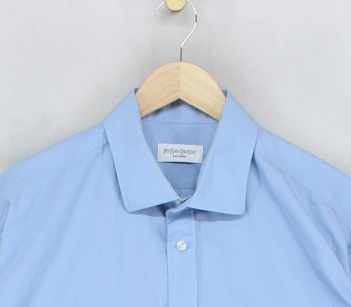 SAINT LAURENT (YSL) Camicia vintage Yves Saint Laurent uomo taglia 46 blu abito vestibilità regolare anni 90