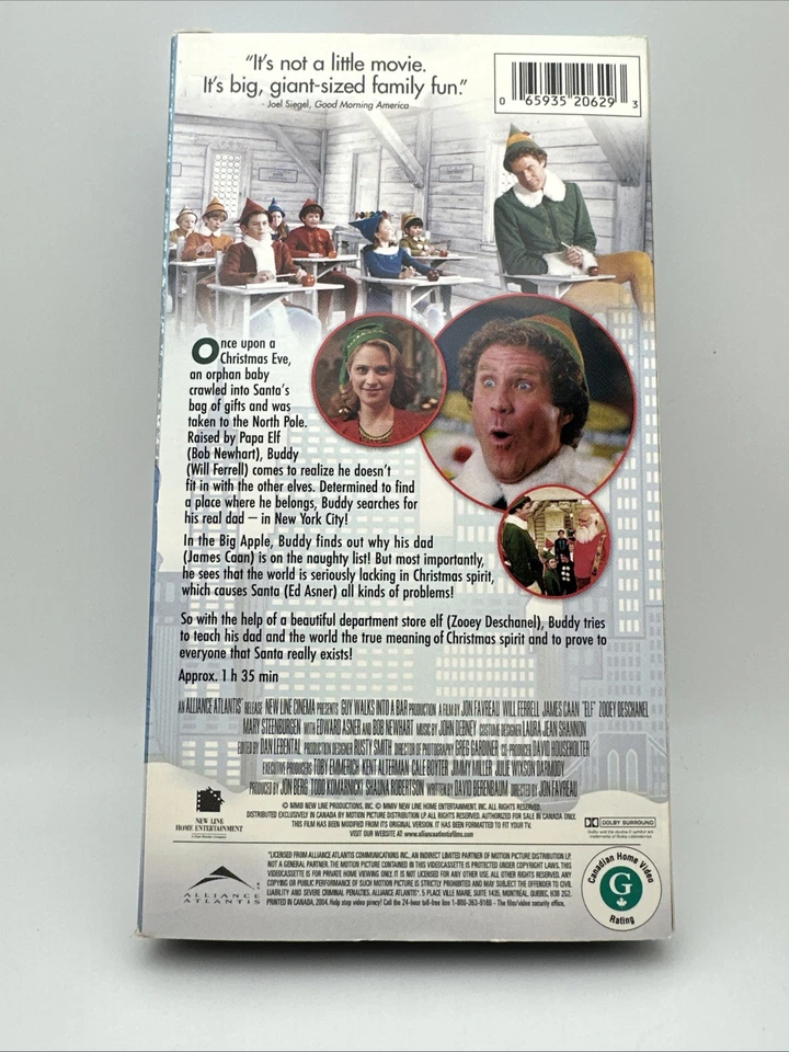 Elf (VHS 2004) Will Ferrell, James Caan, Zoey Deschanel, Rare Rental OOP HTF FS - Image 2 of 4