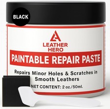 Black Leather Filler for Filling or Repairing Holes, Tears, Cracks, Scratches in
