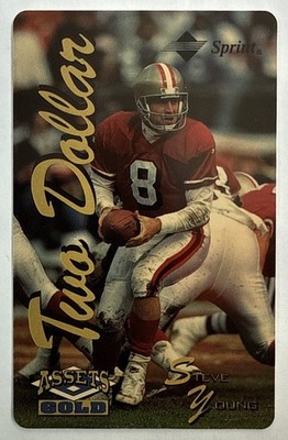 1996 H.O.F Steve Young Assets Gold Two Dollar Collectors Phone Card