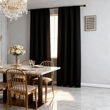 Black Blackout Curtains 84 Inch Length 2 Panels Set, Black Out Curt... Fast Ship