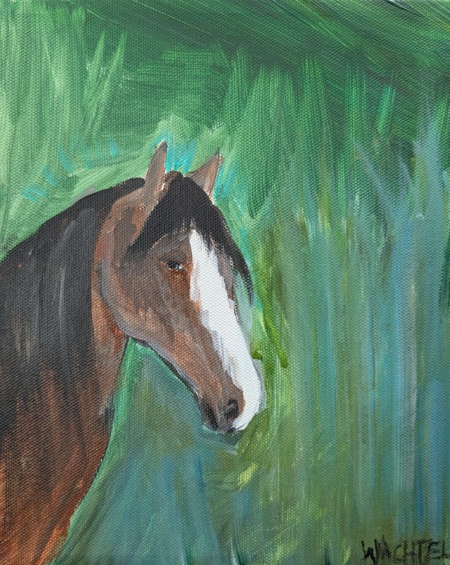 Original Horse Painting 8x10 Earth Tones Abstract Impressionist Canvas Wachtel