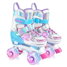 Kids Roller Skates Girls Ages 3-12, Toddler Roller Skates for Boys, 4 Size 