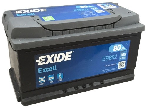 Batterie voiture EXIDE EB802 Excell l'excellence technologique 80Ah 700A