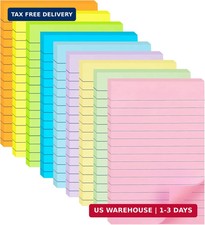 9 Pack Lined Sticky Notes 4x6 in Post Sticky Notes with Lines, 9 Bright Colors S