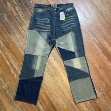 Vintage Y2K Akademiks Jeans Size 42 Baggy Patchwork Denim Hip Hop Skate NWT NOS