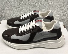Prada America's Cup sneakers Brown Black Leather Silver Mesh 6 UK 7 US H168