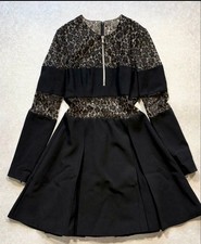 ALEXANDER McQUEEN Long Sleeve Dress 85cm Length Black Lace Elegant