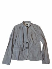 J Crew Schoolboy Blazer Striped Cotton Navy White Preppy Academia