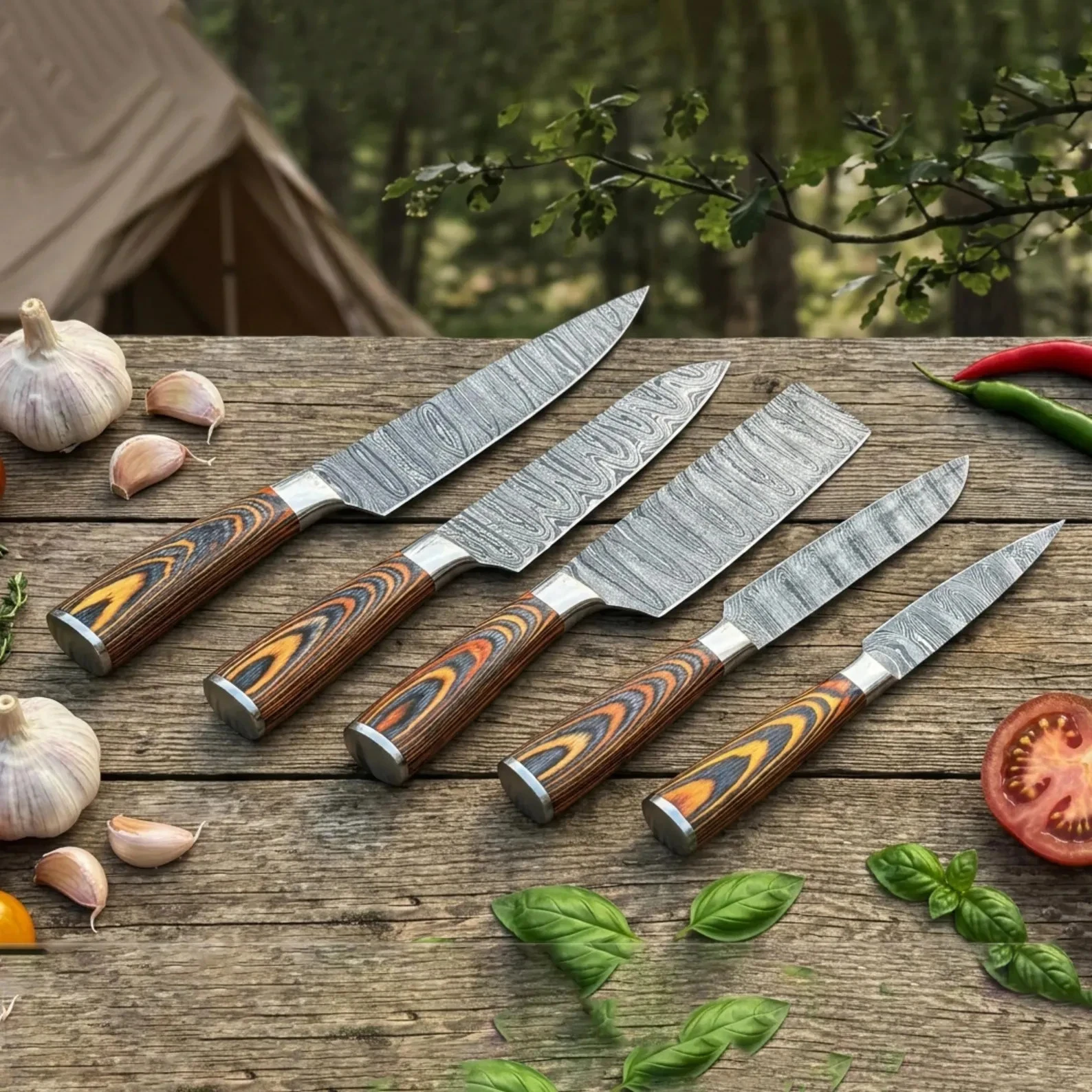 Hand Forged Damascus Steel Chef Set, Handmade Kitchen knife 5 PCS Set, BBQ Chef
Opens in a new windo