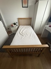 Single Bed With Mattress, Solid Wood Frame