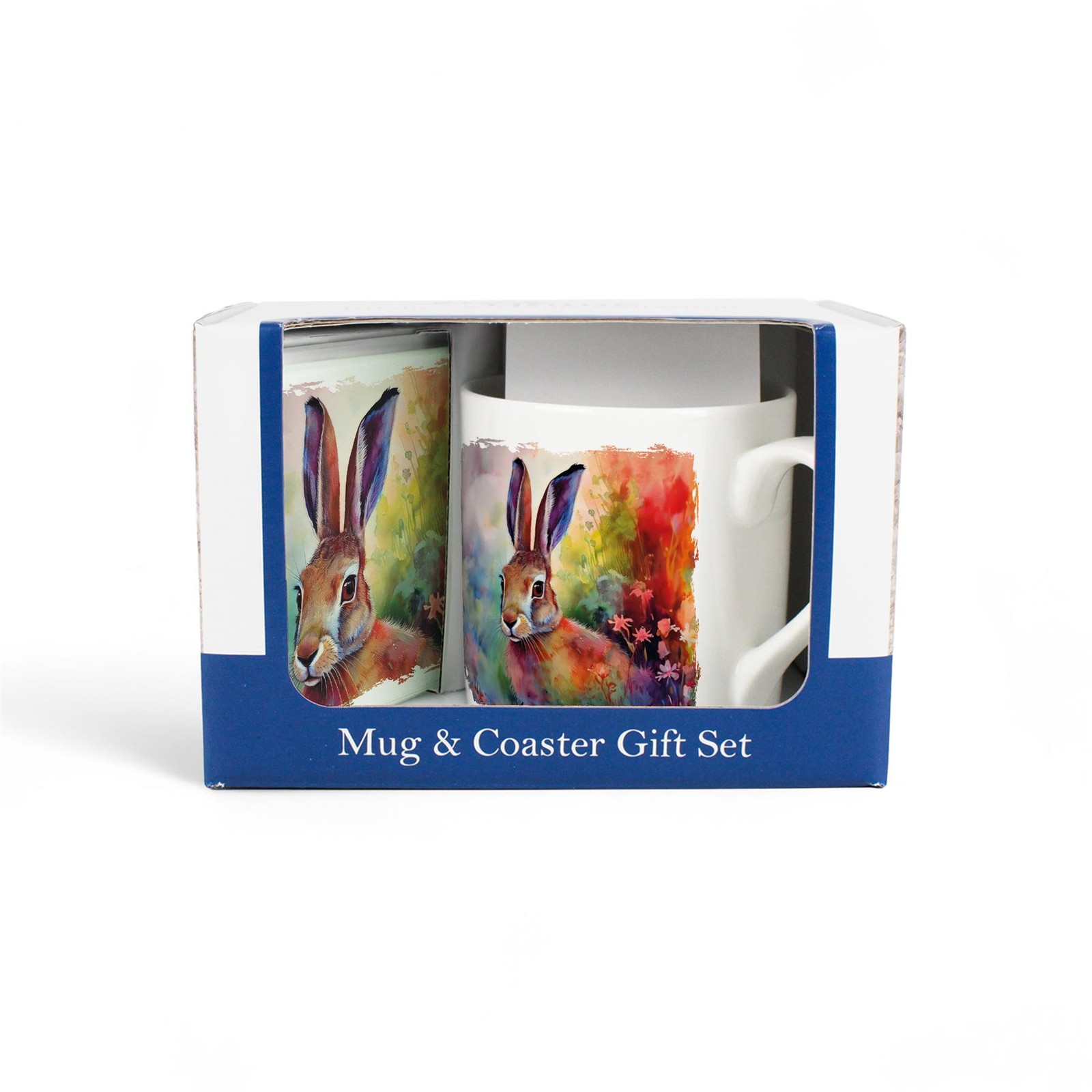 Vivid Hare Mug & Coaster Gift Set - Countryside Animals Drinkware Present