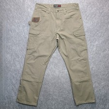 Wrangler Riggs Workwear Pants Ripstop Double Knee Cargo Men's 38x32 Brown