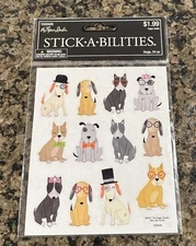 The Paper Studio DOGS Flat Stickers 24 Pieces Hats Glasses Crowns