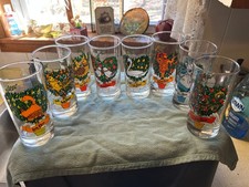 Vintage Indiana Glass Twelve Days of Christmas Tumblers Days Complete Set Of 8