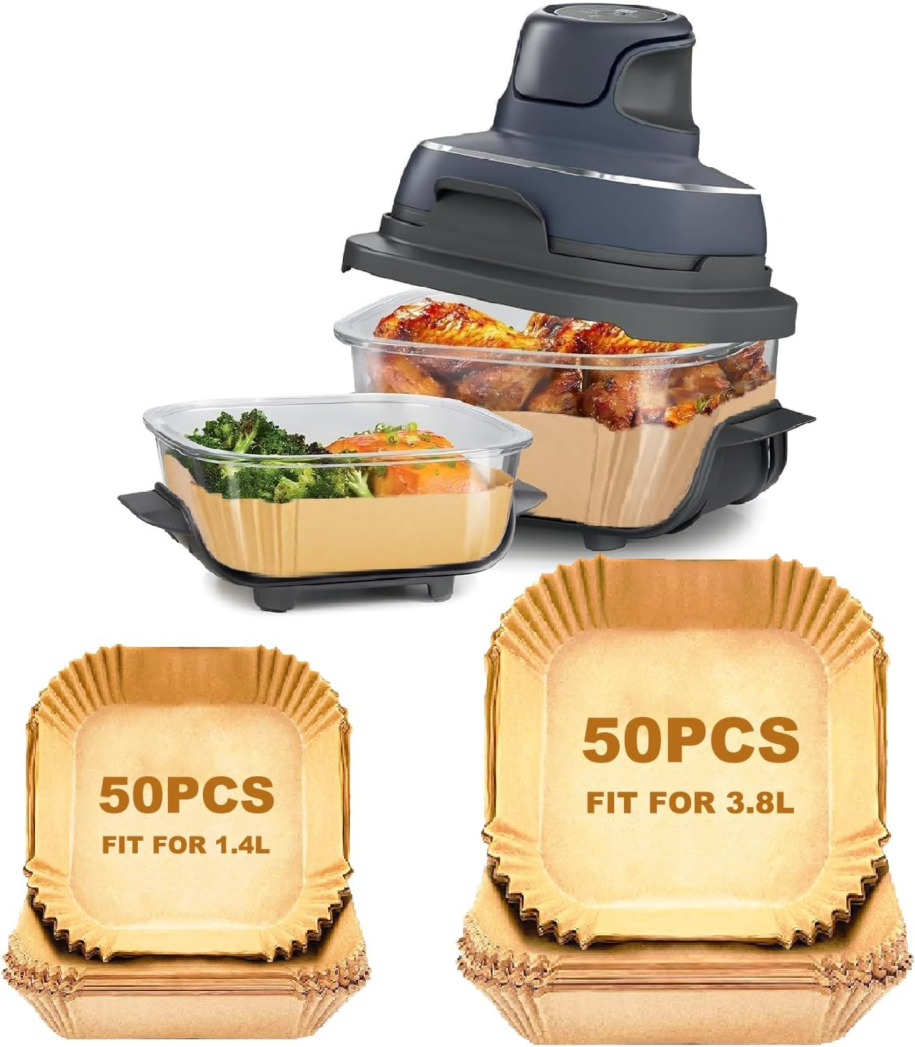 100PCS Air Fryer Liners for Ninja Crispi FN101UKGY, Disposable Air Fryer Parchme